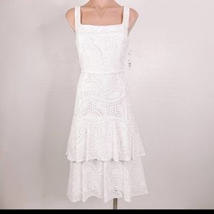 ANTONIO MELANI Wilma Lace Eyelet Tier Ruffle Dress